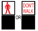 Illustration showing a red man and a red don't walk sign indicating that pedestrians must stop and wait