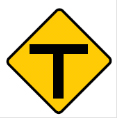 Yellow diamond T sign