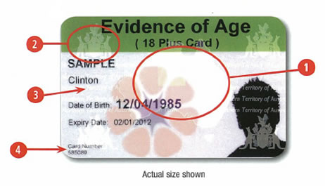 Evidence of age cards