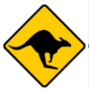 Yellow diamond with a kangaroo sign