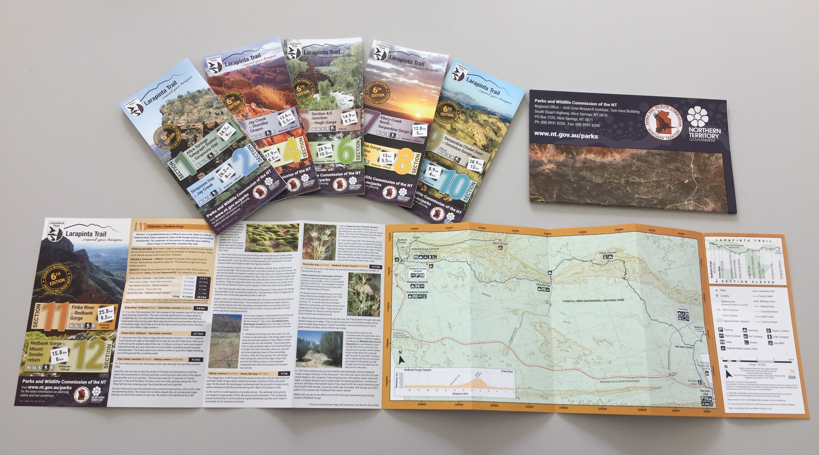 Copies of trail maps and information provided in the pack