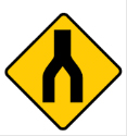 Yellow diamond merging sign