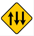 Yellow diamond lane change sign