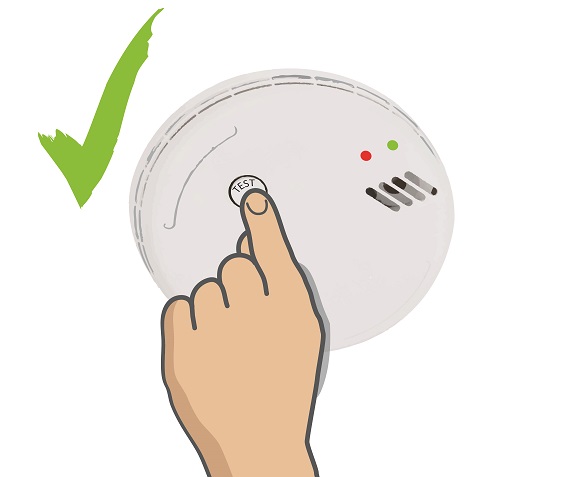 Check the alarm by pressing the test button.