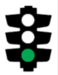 Standard green traffic light on