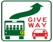 A give way sign showing that when cars must give way to buses
