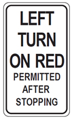 left turn on red permitted after stopping sign